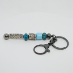 Blue and Silver Beaded Keyring